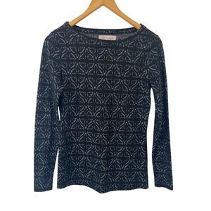 Philosophy Black‎ Gray Textured French Quarter Pattern Long Sleeve T-Shirt